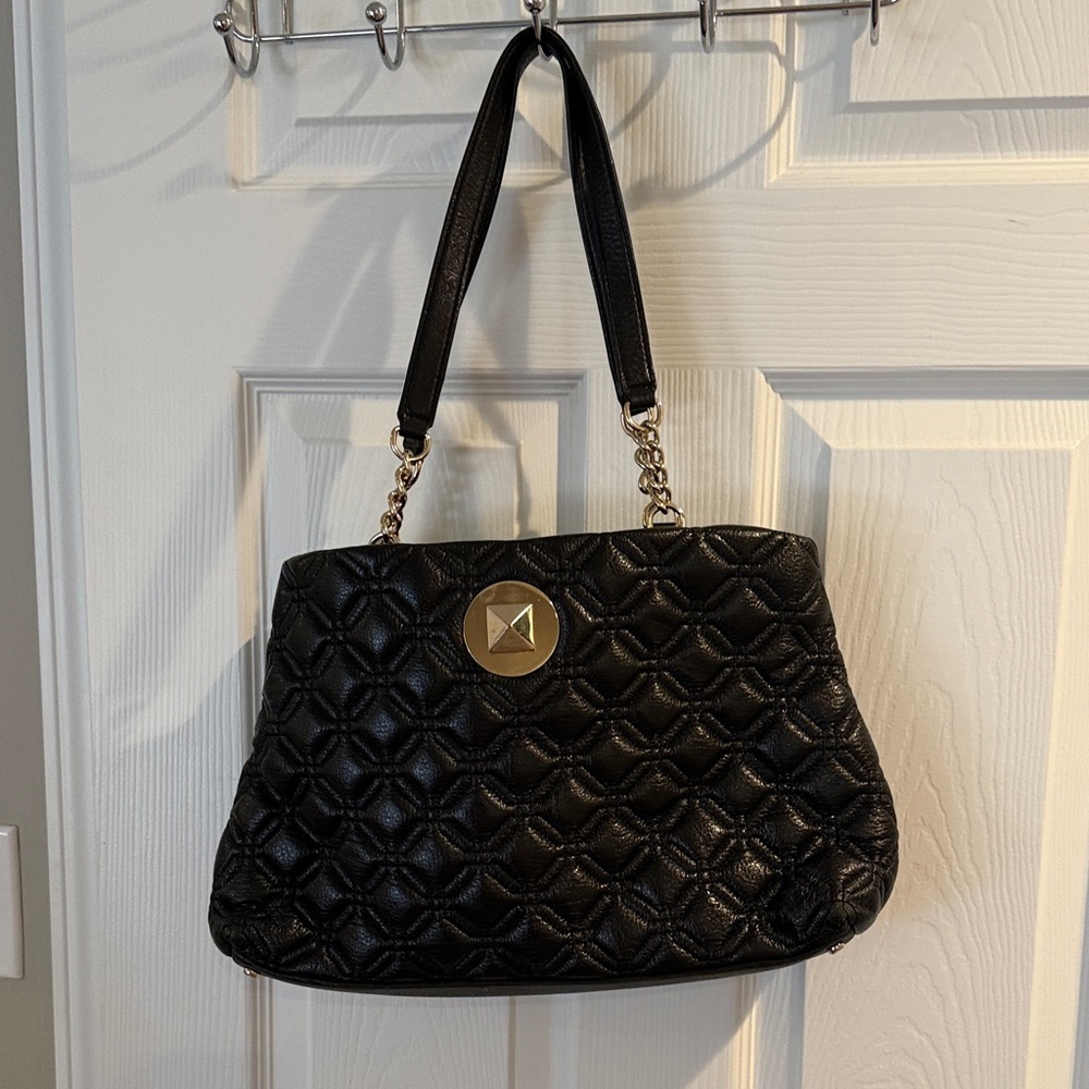 Kate Spade Black Quilted Shoulder Bag with Gold Accent